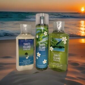Bath Body Works Tahiti Island Dream Fragrance Mist Lotion Sealed Shower Gel Set